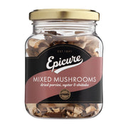 Jar of Epicure mixed mushrooms on a white background
