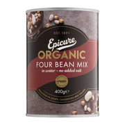 Epicure Organic Four Bean Mix can on a white background