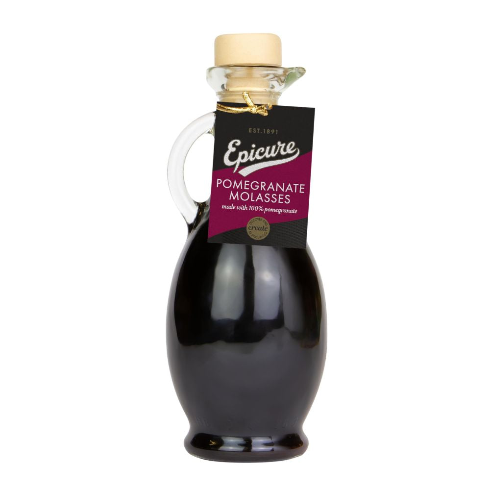 Bottle of Epicure Pomegranate Molasses on a white background