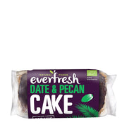 Packaged date and pecan cake with 'everfresh' branding on a white background