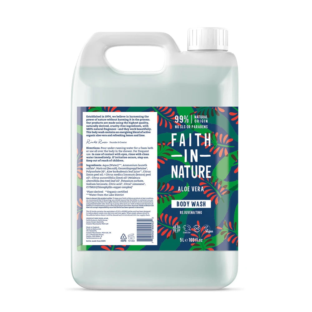 Large bottle of Faith in Nature Aloe Vera Body Wash on a white background