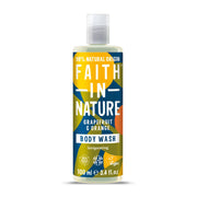 Bottle of Faith in Nature Grapefruit & Orange Body Wash on a white background