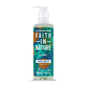 Bottle of Faith In Nature coconut hand wash on a white background