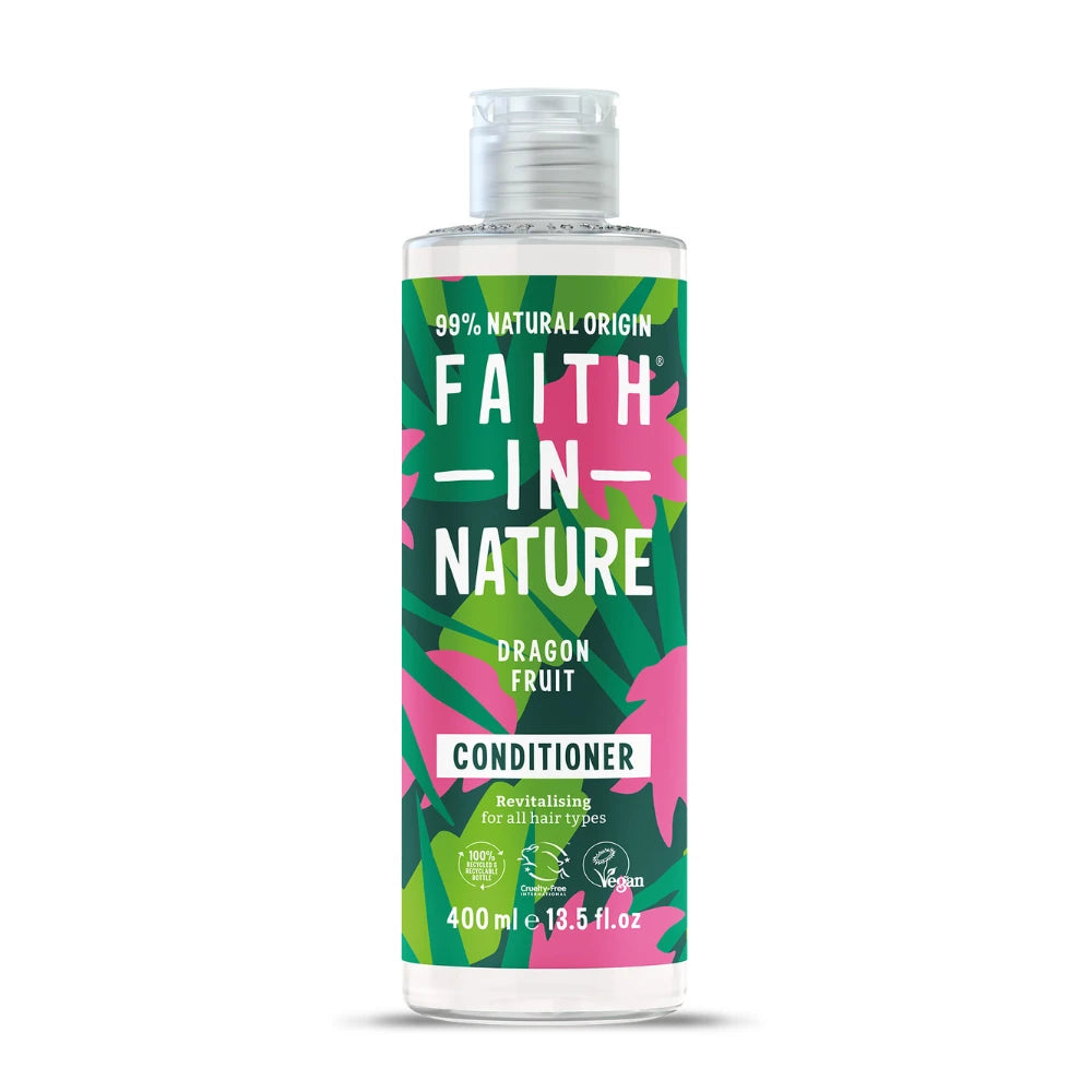 Bottle of Faith in Nature Dragon Fruit Conditioner on a white background