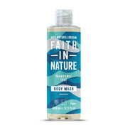 Bottle of Faith in Nature fragrance-free body wash on a white background