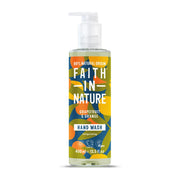 Bottle of Faith In Nature grapefruit and orange hand wash on a white background