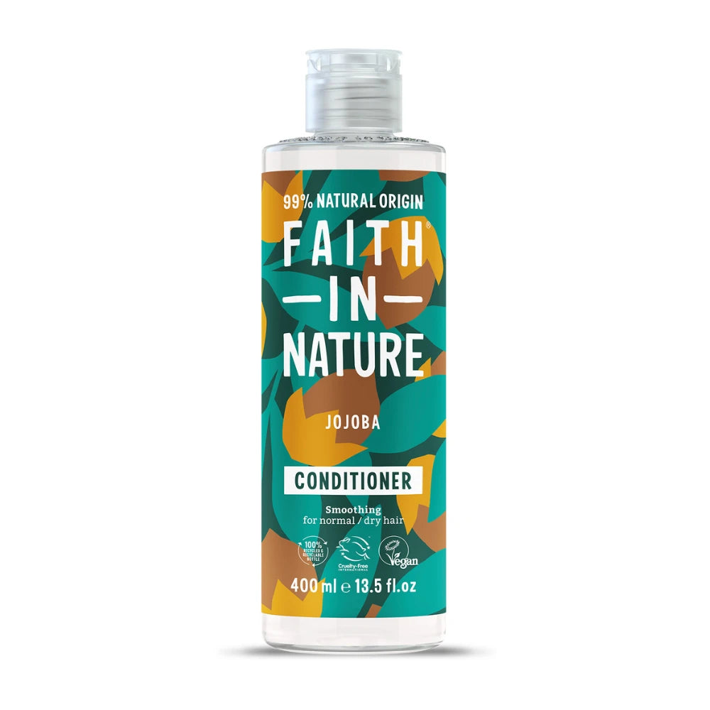 Bottle of Faith in Nature Jojoba Conditioner on a white background