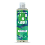 Bottle of Faith in Nature Mint Body Wash on a white background