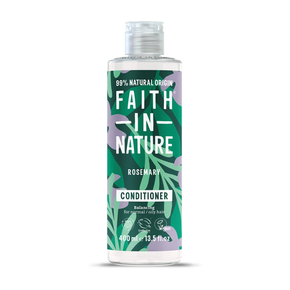 Bottle of Faith in Nature Rosemary Conditioner on a white background