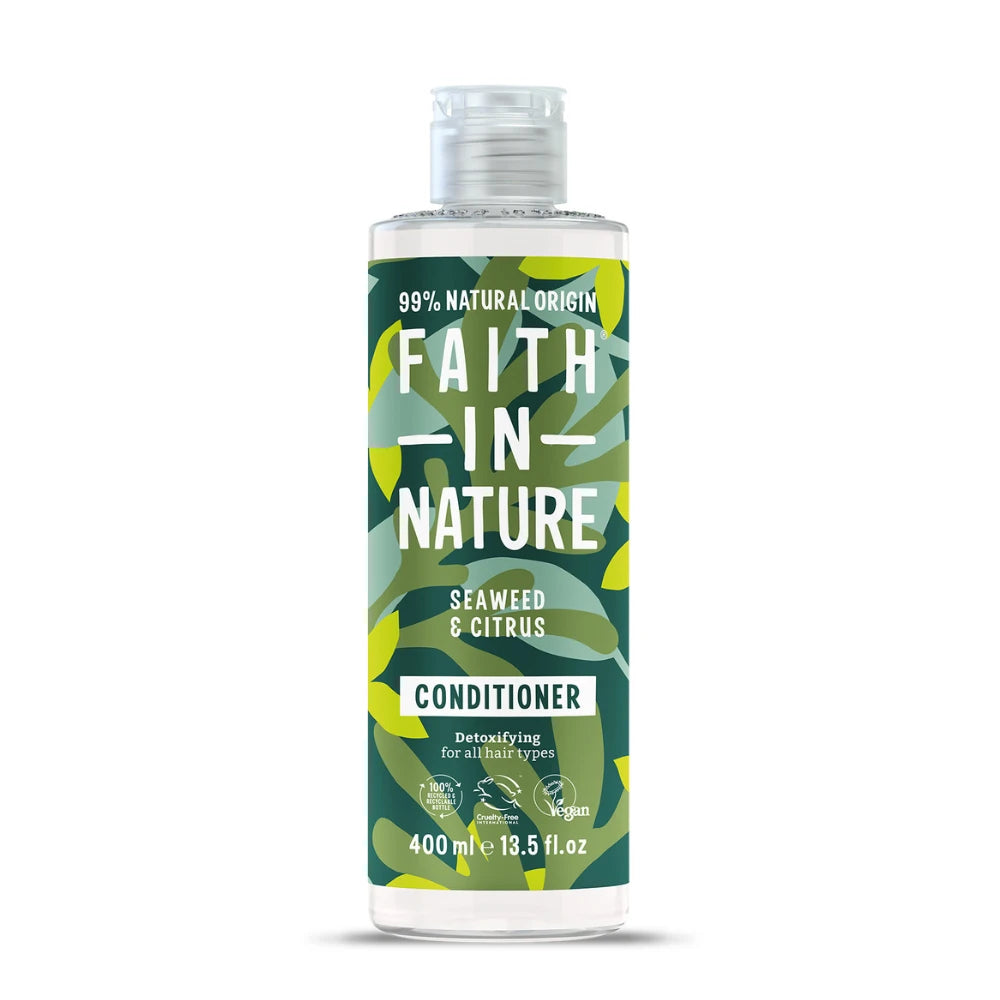 Bottle of Faith in Nature Seaweed & Citrus Conditioner on a white background