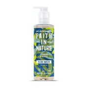 Bottle of Faith In Nature seaweed and citrus hand wash on a white background