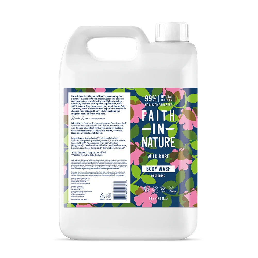 Faith In Nature Wild Rose Body Wash 5 Litre