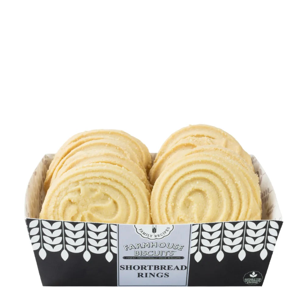 Box of Farmhouse Biscuits Shortbread Rings on a white background