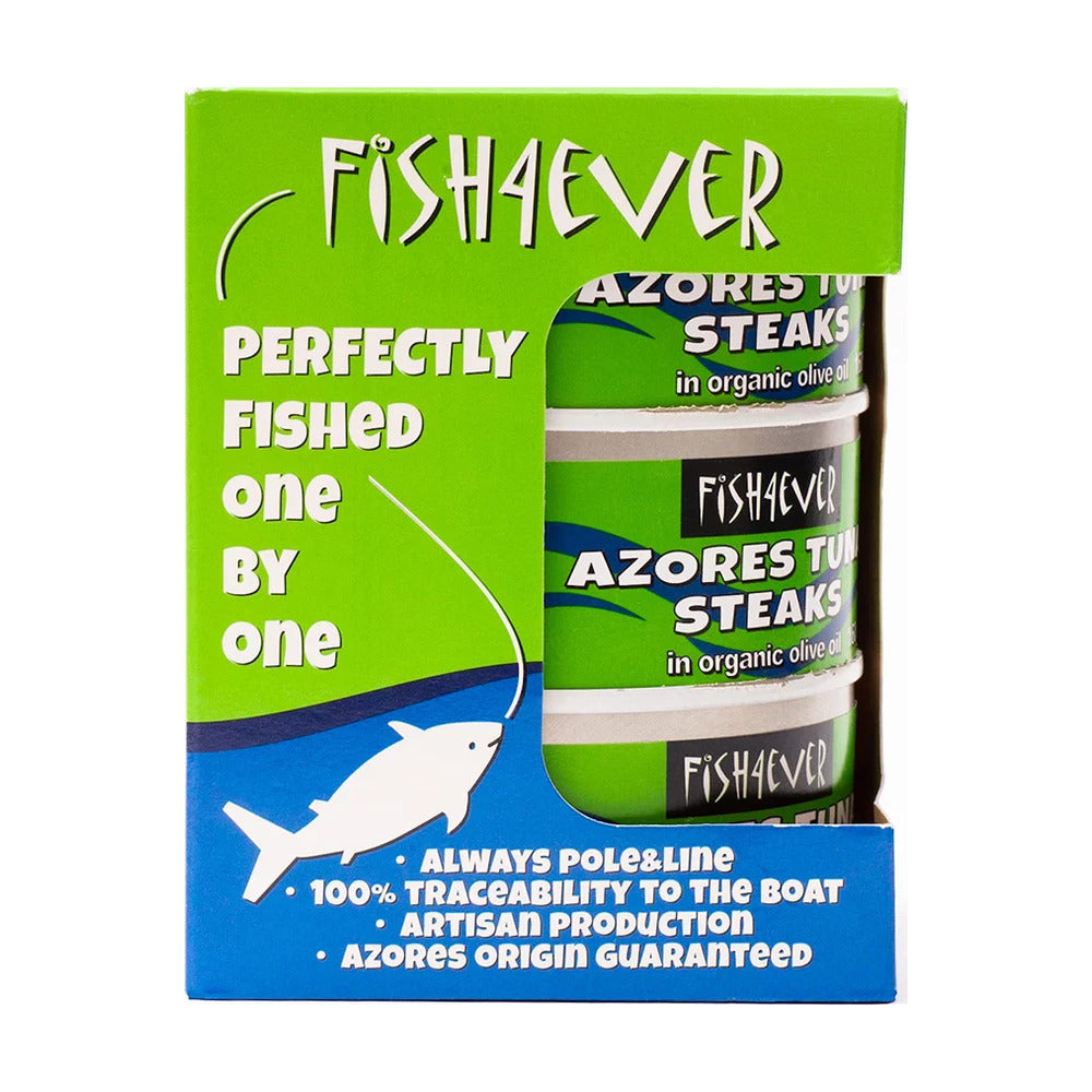 Fishaever Azores Tuna Steaks packaging on a white background