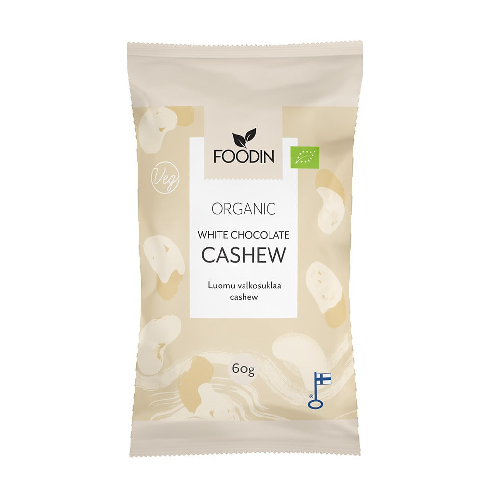 Foodin Cashews Organic Raw White Chocolate 8 x 50g