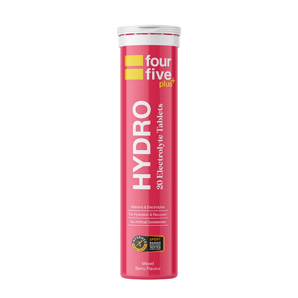 Four Five Plus Hydro electrolyte tablets on a white background