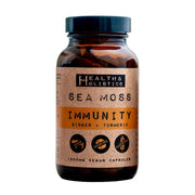 Bottle of Health & Holistic Sea Moss Immunity supplement on a white background