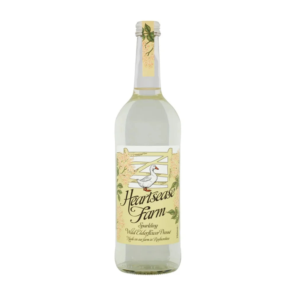 Bottle of Heartsease Farm sparkling wine on a white background