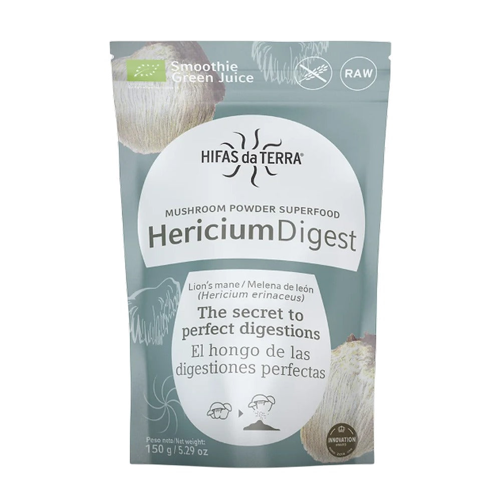 HIFAS da TERRA Hericium Digest mushroom powder superfood package on a white background