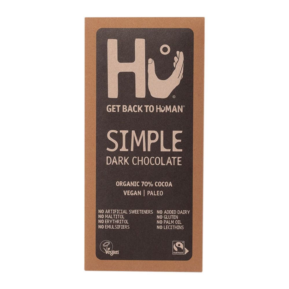 HU Simple Dark Chocolate packaging on a white background
