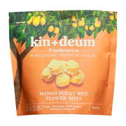 Kin+Deum Mango Sticky Rice Flower Bites packaging with tropical design