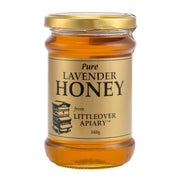Jar of lavender honey from Littleover Apiary on a white background
