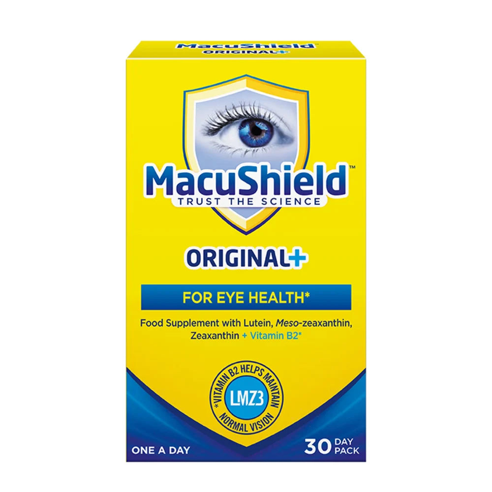 MacuShield eye health supplement packaging on a white background
