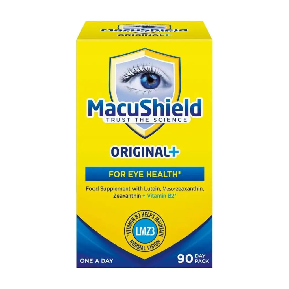 MacuShield eye health supplement packaging on a white background