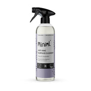 Miniml anti-bac surface cleaner bottle with lavender scent on a white background