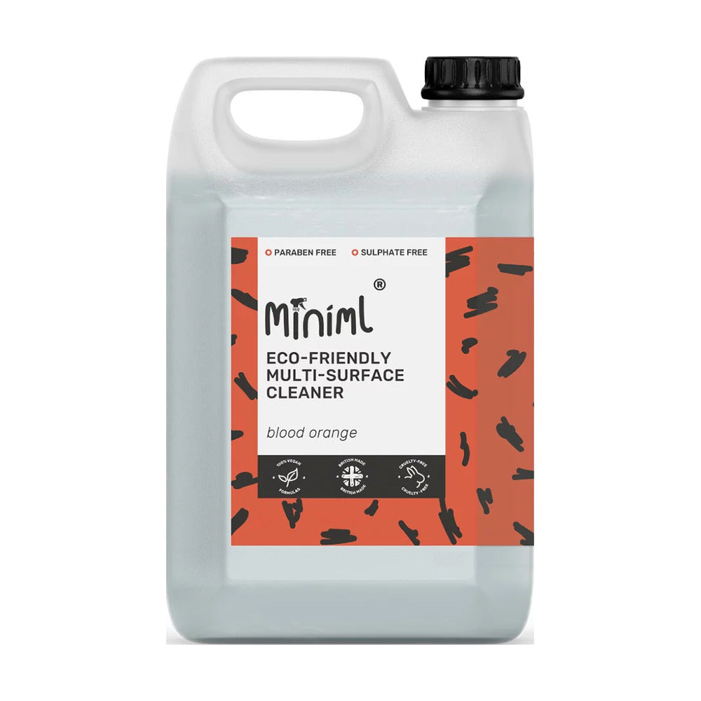 Eco-friendly multi-surface cleaner container with Miniml branding on a white background