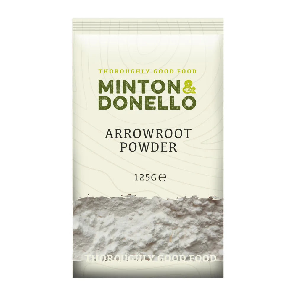 Minton & Donello Arrowroot Powder packaging on a white background