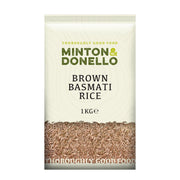 Minton & Donello brown basmati rice package on a white background