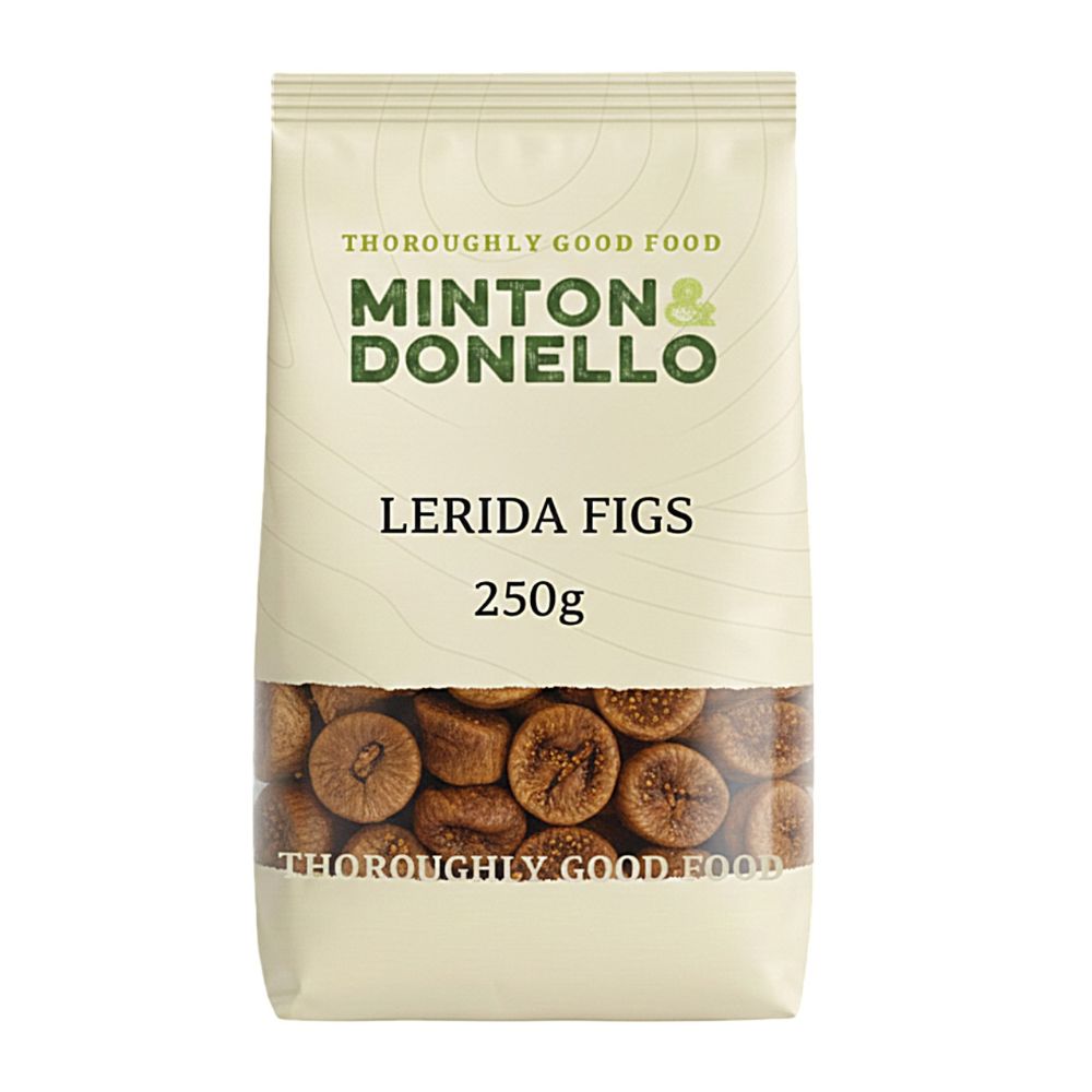 Bag of Minton & Donello Lerida Figs with visible figs on a beige background