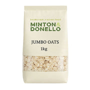 Bag of Minton & Donello Jumbo Oats on a white background