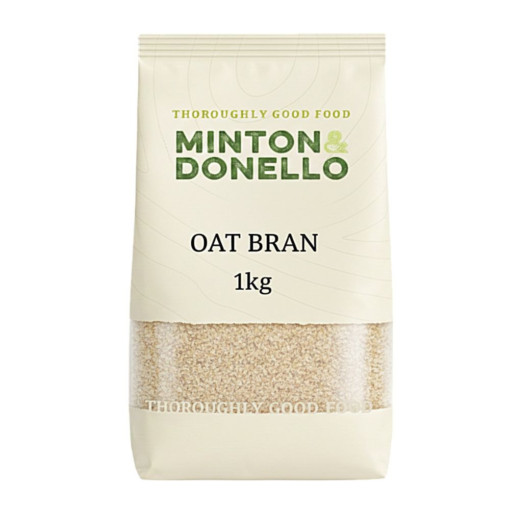 Bag of Minton & Donello oat bran on a white background