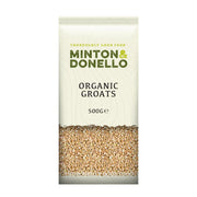 Bag of Minton & Donello organic groats on a white background