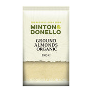 Package of Minton & Donello organic ground almonds on a white background