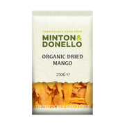 Minton & Donello organic dried mango packaging on a white background