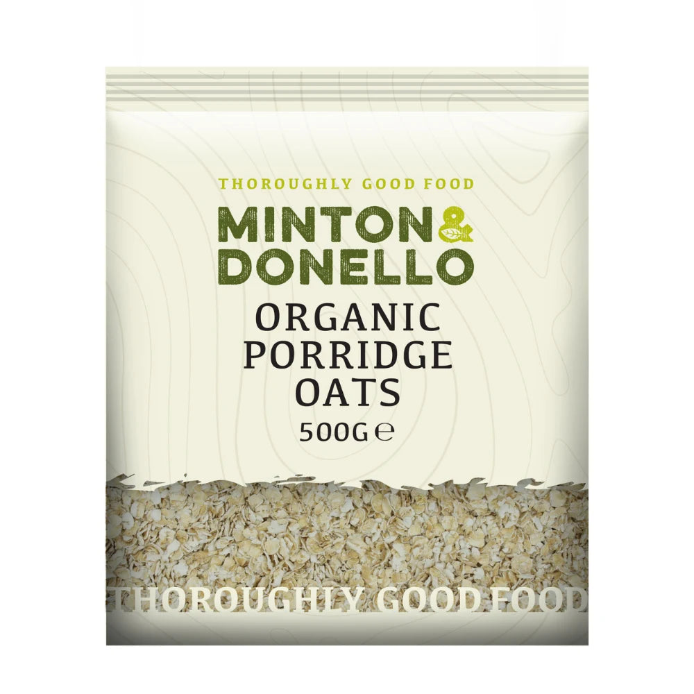 Package of Minton & Donello Organic Porridge Oats on a white background