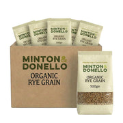 Minton & Donello Organic Rye Grain packaging with a box and individual packets.