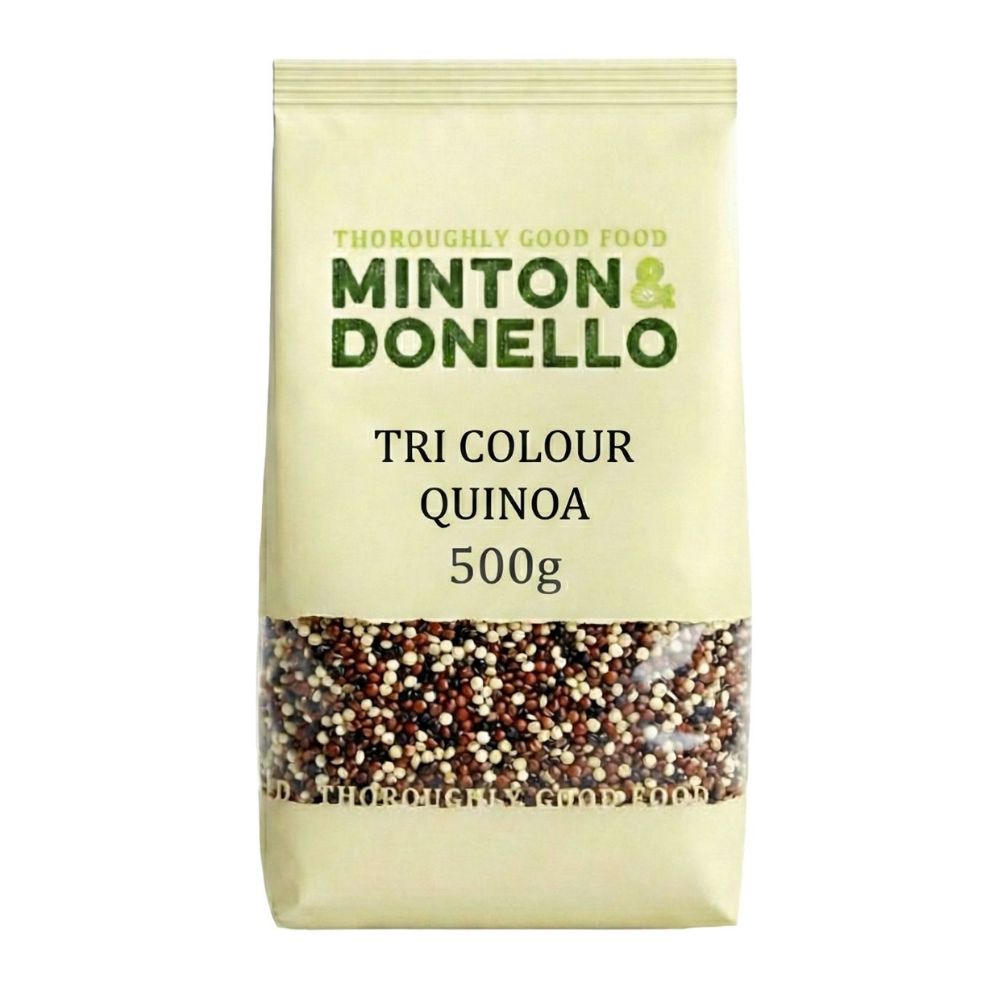 Bag of Minton & Donello Tri Colour Quinoa on a white background