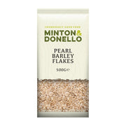 Package of Minton & Donello Pearl Barley Flakes on a white background