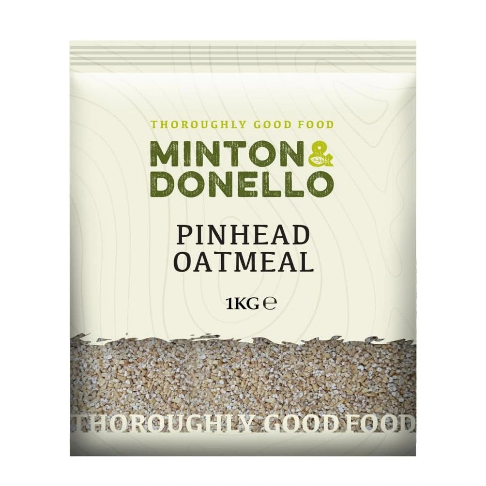 Minton & Donello Pinhead Oatmeal packaging on a white background