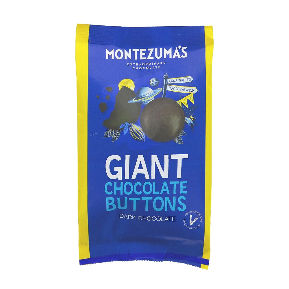 Montezuma's Giant Chocolate Buttons packaging on a white background
