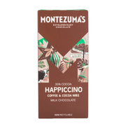 Montezuma's Happiccino chocolate bar packaging on a white background