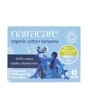 Natracare organic cotton tampons packaging on a white background