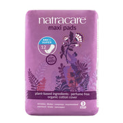Package of Natracare maxi pads on a white background