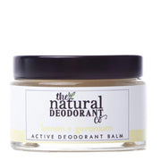 Jar of active deodorant balm from The Natural Deodorant Co on a white background