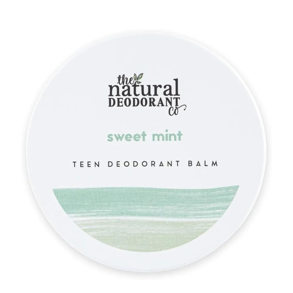 Deodorant balm container with 'The Natural Deodorant Co' branding on a white background