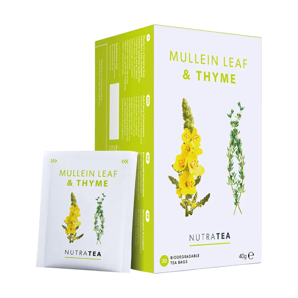 Nutra Tea Mullein Leaf & Thyme packaging on a white background